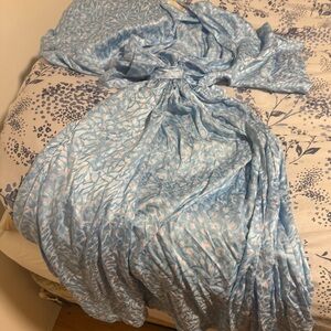 Blue and Cream Silk Robe